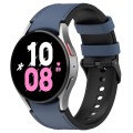 For Samsung Galaxy Watch5 44mm / 40mm Silicone Leather Black Buckle Watch Band, Size:S(Midnight Blue