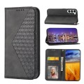 For Samsung Galaxy S23 5G Cubic Grid Calf Texture Magnetic Leather Phone Case(Black)