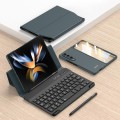 For Samsung Galaxy Z Fold3 5G GKK Magnetic Folding Bluetooth Keyboard Leather Case with Pen + Phone