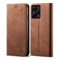 For Xiaomi Redmi Note 12 Pro+ China Denim Texture Leather Phone Case(Brown)