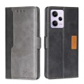 For Xiaomi Redmi Note 12 Pro 5G China Contrast Color Side Buckle Leather Phone Case(Black + Grey)