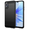 For OPPO A17 Brushed Texture Carbon Fiber TPU Phone Case(Black)