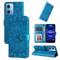 For Xiaomi Redmi Note 12 China Embossed Sunflower Leather Phone Case(Blue)
