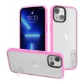 For iPhone 14 Terminator Shockproof Phone Case with Holder(Transparent Pink)