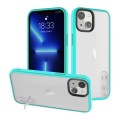 For iPhone 14 Terminator Shockproof Phone Case with Holder(Transparent Cyan)