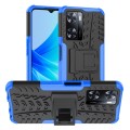 For OPPO A57 4G Tire Texture TPU + PC Phone Case with Holder(Blue)