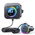 JOYROOM JR-CL18 Multi-port Car Wireless FM Transmitter with Coiled Cable(Silver)