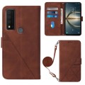 For TCL 30 V 5G T781S / 30XE 5G Crossbody 3D Embossed Flip Leather Phone Case(Brown)