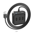 hoco HB31 Easy 4 in 1 USB to USB2.0x4 Converter, Cable Length:1.2m(Black)