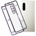 For Sony Xperia 5 IV HD Magnetic Metal Tempered Glass Phone Case(Purple)