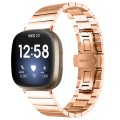For Fitbit Versa 4 / Sense 2 Universal Butterfly Buckle Metal Watch Band(Rose Gold)