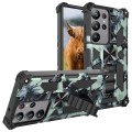 For Samsung Galaxy S23 Ultra 5G Camouflage Armor Kickstand TPU + PC Magnetic Phone Case(Mint Green)