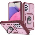 For Samsung Galaxy A33 5G Sliding Camera Cover TPU + PC Phone Case(Pink+Red)