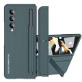 For Samsung Galaxy Z Fold4 2 in 1 Detachable PC Folding Phone Case with Holder & Pen Slot(Grey Green