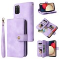 For Samsung Galaxy A02s EU Version Multifunctional Card Slot Zipper Wallet Leather Phone Case(Purple