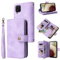 For Samsung Galaxy A22 4G Multifunctional Card Slot Zipper Wallet Leather Phone Case(Purple)