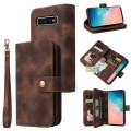 For Samsung Galaxy S10+ Multifunctional Card Slot Zipper Wallet Leather Phone Case(Brown)