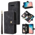 For Samsung Galaxy S10+ Multifunctional Card Slot Zipper Wallet Leather Phone Case(Black)