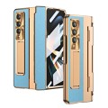 For Samsung Galaxy Z Fold4 Integrated Full Coverage Phone Case with Hinge(Gold+Blue)