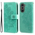 For Huawei nova 10 7-petal Flowers Embossing Leather Phone Case(Green)