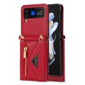 For Samsung Galaxy Z Flip3 5G N.BEKUS Side Zipper Folding Phone Leather Case(Red)