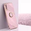 For Samsung Galaxy A50 XINLI Straight Edge 6D Electroplate TPU Phone Case with Ring Holder(Cherry Pu