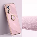 For Xiaomi 12T Pro XINLI Straight Edge 6D Electroplate TPU Phone Case with Ring Holder(Cherry Purple