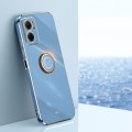 For Xiaomi Redmi Note 11E XINLI Straight Edge 6D Electroplate TPU Phone Case with Ring Holder(Celest