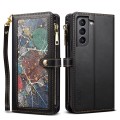 For Samsung Galaxy S21 FE 5G ESEBLE Star Series Lanyard Zipper Wallet RFID Leather Case(Black)
