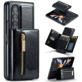 For Samsung Galaxy Z Fold4 5G DG.MING M3 Series Glitter Powder Card Bag Leather Case(Black)