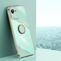 For Realme C30 XINLI Straight Edge 6D Electroplate TPU Phone Case with Ring Holder(Mint Green)