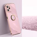 For Realme C35 XINLI Straight Edge 6D Electroplate TPU Phone Case with Ring Holder(Cherry Purple)