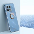 For OnePlus 10 Pro XINLI Straight Edge 6D Electroplate TPU Phone Case with Ring Holder(Celestial Blu