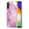 For Samsung Galaxy A14 5G Electroplating Marble Dual-side IMD TPU Phone Case(Purple 001)