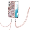 For Samsung Galaxy S23+ 5G Electroplating IMD TPU Phone Case with Lanyard(Pink Scales)