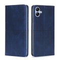 For Samsung Galaxy A04E Cow Texture Magnetic Horizontal Flip Leather Phone Case(Blue)