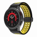 For Samsung Galaxy Watch5 Pro Double-row Hole Folding Buckle Silicone Watch Band(Black Yellow)