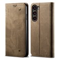 For Samsung Galaxy S23+ 5G Denim Texture Leather Phone Case(Khaki)