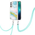 For Samsung Galaxy S23+ 5G Electroplating Marble Dual-side IMD TPU Phone Case with Lanyard(Green 004