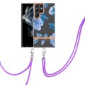 For Samsung Galaxy S23 Ultra 5G Flowers and Plants Series IMD TPU Phone Case with Lanyard(Orchid Peo