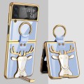 For Samsung Galaxy Z Flip4 GKK Electroplated Integrated Shockproof Phone Case with Ring Holder(Blue)