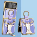 For Samsung Galaxy Z Flip4 GKK Electroplated Integrated Shockproof Phone Case with Ring Holder(Purpl