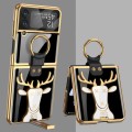 For Samsung Galaxy Z Flip4 GKK Electroplated Integrated Shockproof Phone Case with Ring Holder(Black