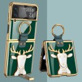 For Samsung Galaxy Z Flip4 GKK Electroplated Integrated Shockproof Phone Case with Ring Holder(Green