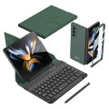 For Samsung Galaxy Z Fold4 GKK Magnetic Folding Bluetooth Keyboard Leather Case with Pen(Green)