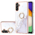 For Samsung Galaxy A14 5G Electroplating Marble IMD TPU Phone Case with Ring Holder(White 006)