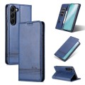 For Samsung Galaxy S23 5G AZNS Magnetic Calf Texture Flip Leather Phone Case(Dark Blue)
