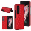 For Samsung Galaxy Z Fold4 Rhombic Microfiber Folding Phone Case(Red)