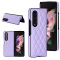 For Samsung Galaxy Z Fold4 Rhombic Microfiber Folding Phone Case(Purple)