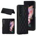 For Samsung Galaxy Z Fold3 Rhombic Microfiber Folding Phone Case(Black)